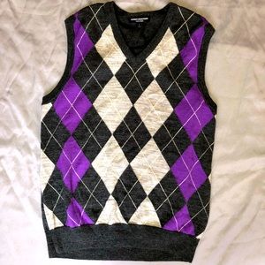 Women’s Purple Grey and Black Pattern Sweater vest